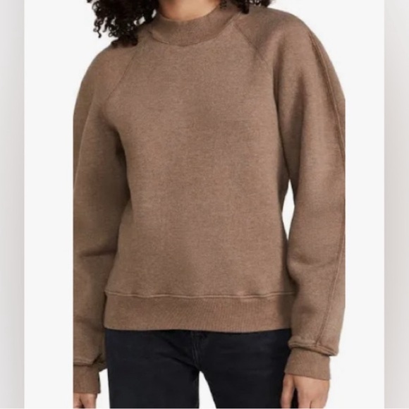 Agolde Tarron Mock Neck Sweatshirt in Toffee Heather - Picture 2 of 3